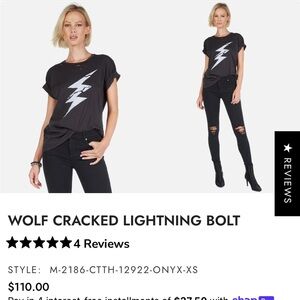Lauren Moshi Black Lightning Bolt Tee